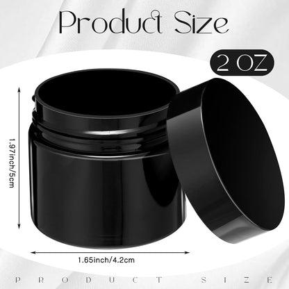 Patelai 4 Pieces Round Wide-mouth Leak Proof Plastic Container Jars with Lids for Travel Storage Makeup Beauty Products Face Creams Oils Salves Ointments DIY Making(2 Ounce,Pure Black)