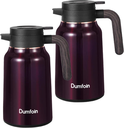 Carafes for Hot Liquids 51 oz - 12 Hour 2 PCS Stainless Steel Thermal Coffee Carafe-Insulated Coffee Carafes For Keeping Hot/Cold Coffee, Tea, Water, 1.5 Liter Beverage Dispenser(red/red)
