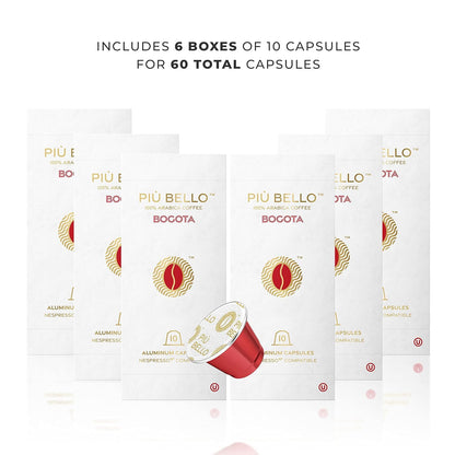 Piu Bello Bogota Espresso Coffee Pods for Nespresso Original Machines – Compatible Capsules Pack – Rich & Balanced Taste – Strong Italian Espresso Flavor – Kosher Certified (60 Count, Single Flavor)