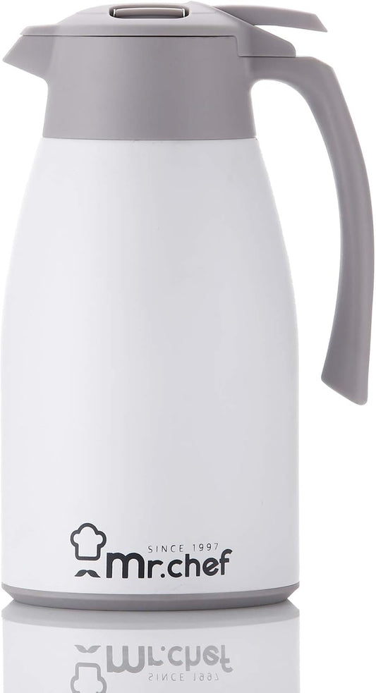 SINCE 1997 MR.CHEF 51Oz Thermal Coffee Carafe, Insulated Stainless Steel for Keeping Hot/Double Walled Vacuum (White, 1.5L)