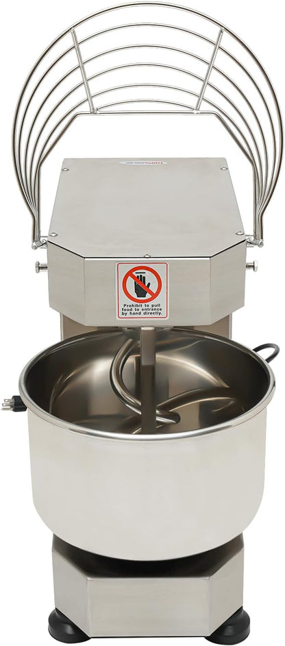 Commercial Food Mixer 750w,Stainless Steel Dual Rotating Dough Kneading Machine,10.5QT Heavy-duty Dough Mixer with Food-Grade Bowl Security Shield Timer for Bakery Restaurant Home