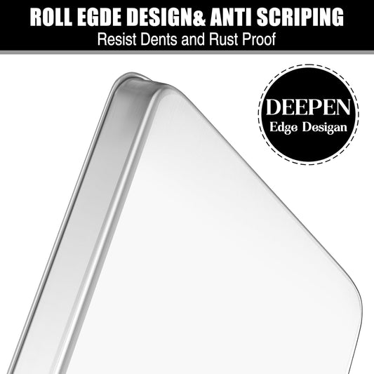 Baking Sheet Cookie Sheet Set of 2, Umite Chef Stainless Steel Baking Pans Tray Professional 16 x 12 x 1 inch, Non Toxic & Healthy, Mirror Finish & Rust Free, Easy Clean & Dishwasher Safe