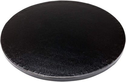 Restaurantware Pastry Tek 12 Inch Cake Board 1 Durable Cake Drum - Round Covered Edges Black Paper Cake Base Disposable For Birthdays Weddings Or Parties