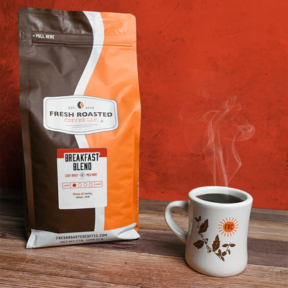 Fresh Roasted Coffee, Breakfast Blend, 5 lb (80 oz), Light Roast, Kosher, Whole Bean