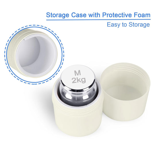 QP 2000g Calibration Weights, OIML Class M1 High Precision Gram Weights, Stainless Steel Scale Calibration Weight for Digital Scale, Balance Scale, Chrome Finish Scale Weights with Storage Case