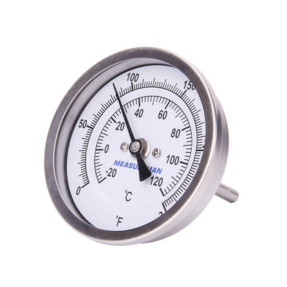 MEASUREMAN Fully Stainless Steel Pot, Kettle, Brewing Bimetal Thermometer, 3" Dial, 2-1/2" Stem, 0-250 deg F/-20-120 deg C, -1% Accuracy, Adjustable, 1/2" NPT Back Mount （2 Pack）