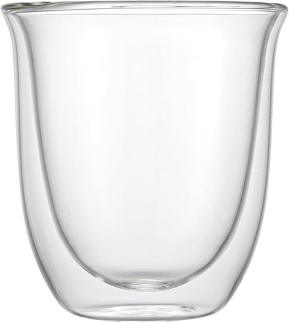 Restaurantware-Forma Professional 6.8 Ounce Double Wall Coffee Cups, 12 Insulated Latte Glasses - Dishwashable, Reusable, Clear Glass Beverage Cups, Freezable, For Hot Or Cold Beverages