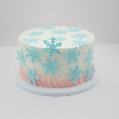 Gyufise 50Pcs Edible Snowflakes Blue Cupcake Cake Toppers Decoration for Chirstmas Winter Frozen Theme Party Supplies