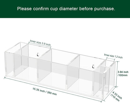 Triple Cup Holder With Marker Slot, Party Dispenser Acrylic Organizer, Mark Your Drink Caddy, Modern Bar Counter Decor, Clear