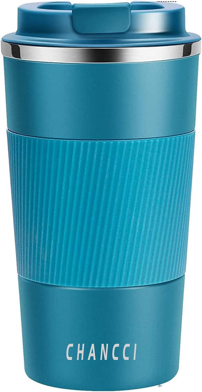 16oz Travel Coffee Mug Spill Proof, Insulated Coffee Mug with Lid, Leakproof Coffee Tumbler,Stainless Steel Vacuum Coffee Cup for Hot/Cold Drinks, Reusable Coffee Cup for Men Women -510ml,Blue