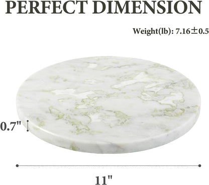 Koville African Natural Marble Cutting Board for Kitchen, 11inch Round Hand Crafted Marble Slab for Cheese, Charcuterie, Pastry Board - Wedding Gift, House Warming Gift