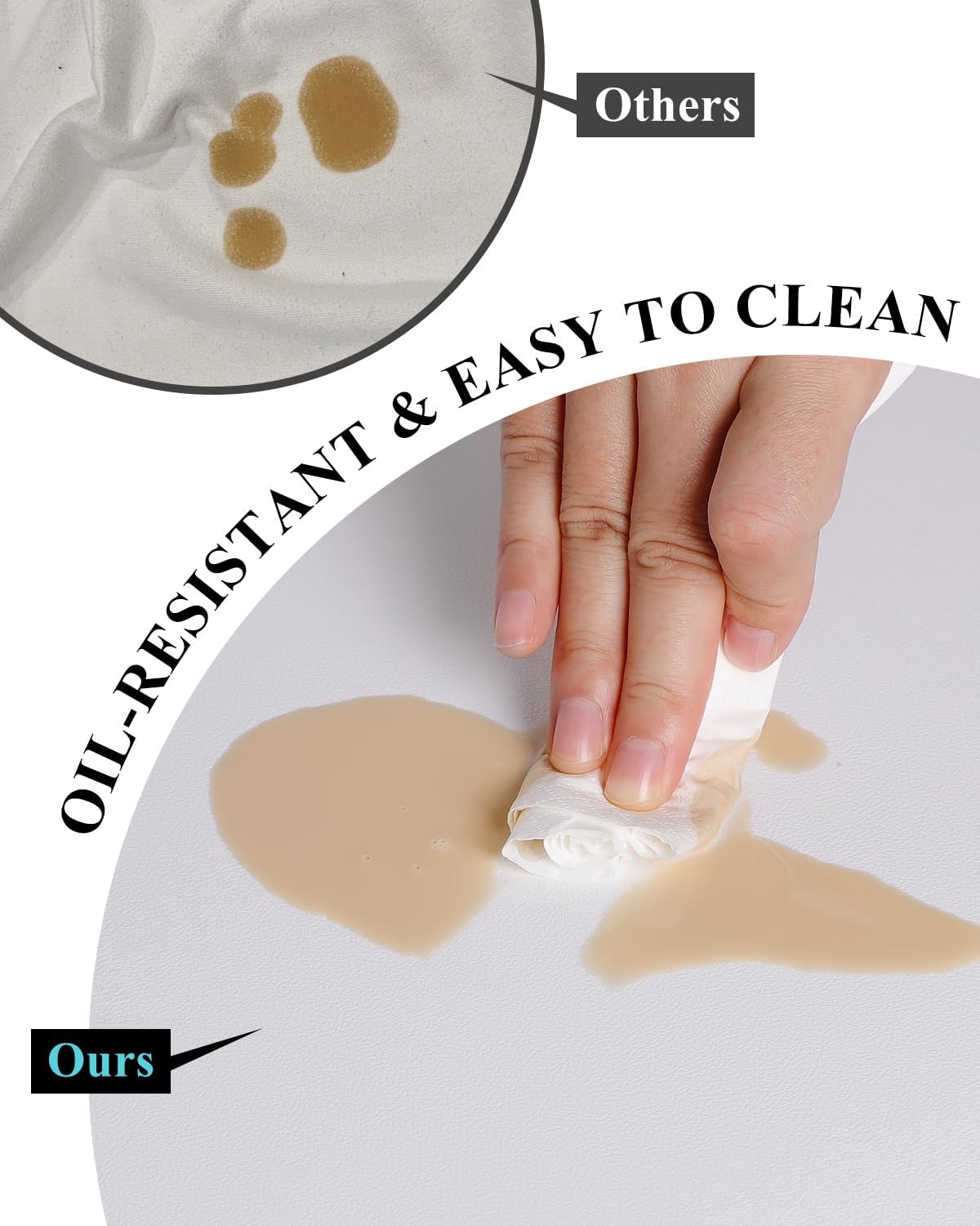 Pure White Plastic Table Cover Protector, 42" Round Waterproof Easy Flat PVC Desk Pad Mat, 1.5mm Thick Vinyl Table Top Protector for Dining Room Table, Office, Dresser