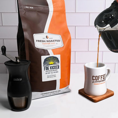 Fresh Roasted Coffee, Fog Kicker, 5 lb (80 oz), Light Roast, Kosher, Ground
