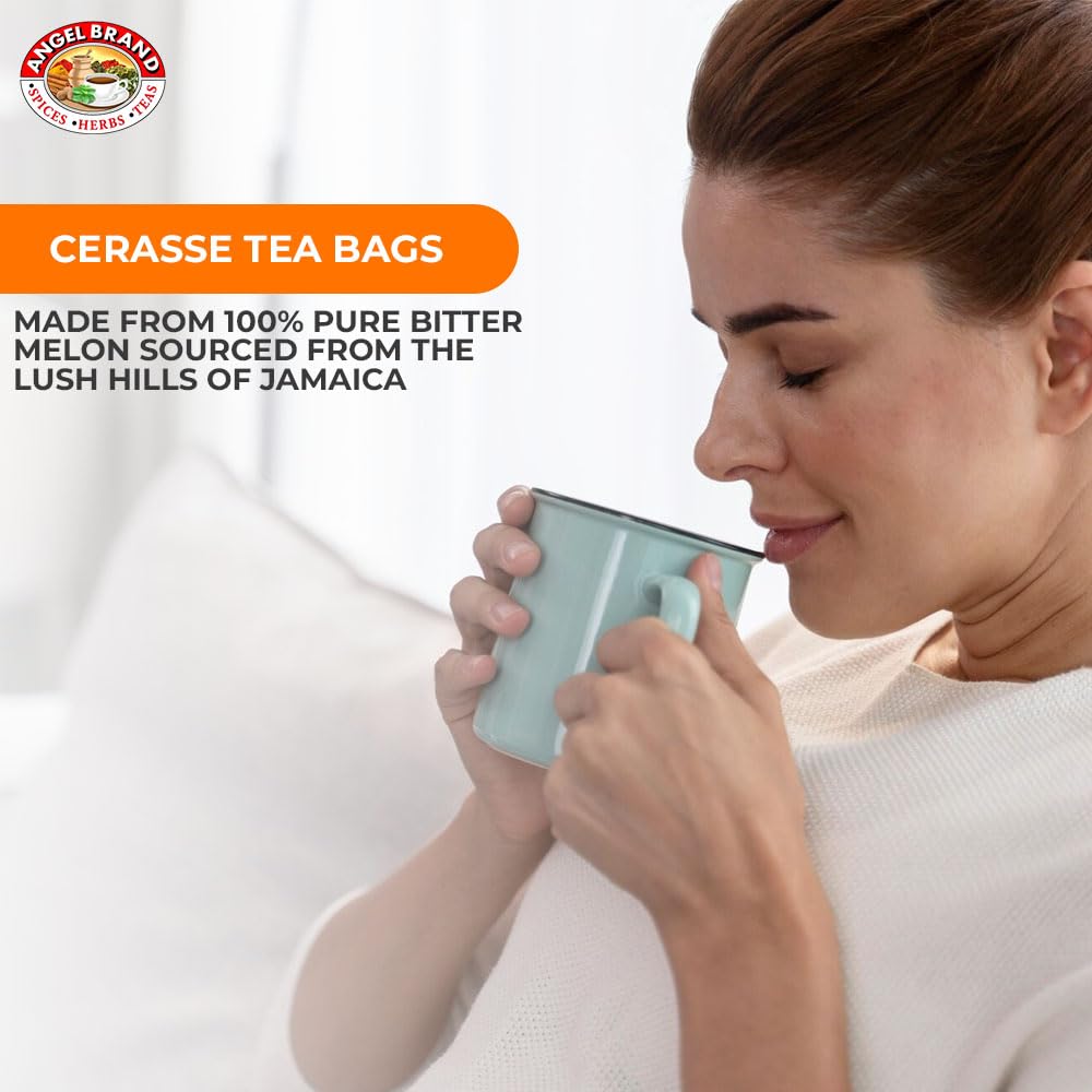Angel Brand Cerasse Tea Bags Jamaican 24 – Pack of 3 – Authentic Herbal Tea with Bitter Flavor, Inspired by Traditional Caribbean Practices, Perfect for a Soothing and Refreshing Brew.
