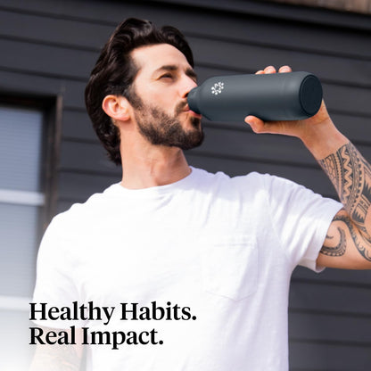 Lifefactory 20-Ounce Stainless Steel Vacuum-Insulated Sport Bottle, Carbon
