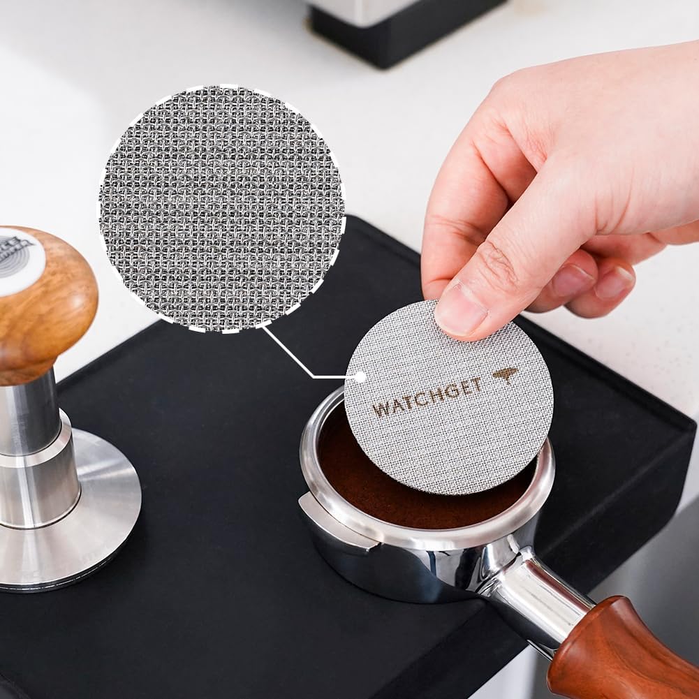 watchget 51mm Espresso Puck Screen Lower Shower Screen Espresso Filter for 51mm Portafilter Filter Basket 1mm Thickness 150μm Coffee Filter 316 Stainless Steel Reusable Espresso Screen