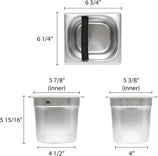 TrueCraftware- 6” Deep Commercial Grade Stainless Steel Coffee Knock Box with Rubber Knock Bar 0.6mm Thickness- Durable Barista Espresso Knock Box Perfect for Restaurant Cafes Home