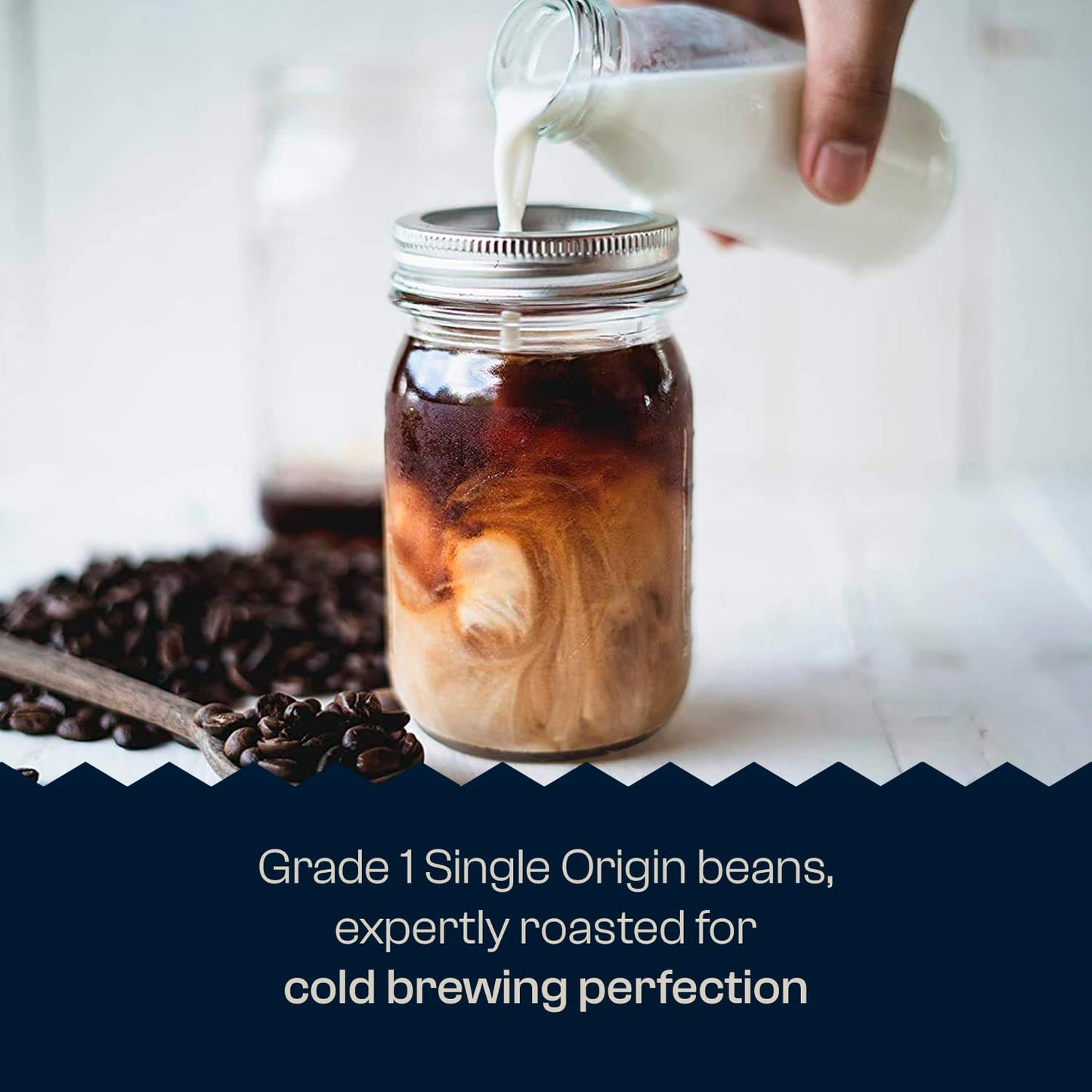 Colombian Dark Roast, Single Origin, Gourmet Organic Cold Brew Coffee Beans, Smooth Taste of Cocoa with Light Fruited Flavors, Cold Brew Coffee Grounds, 1 lb Coffee Bag