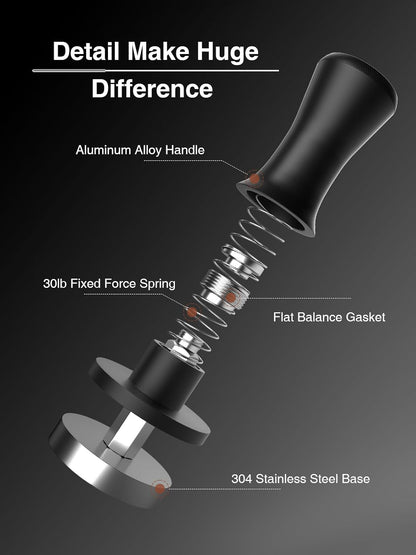 Espresso Tamper, Barista 58mm Coffee Tamper,Spring-loaded,Stainless Steel,Flat Base