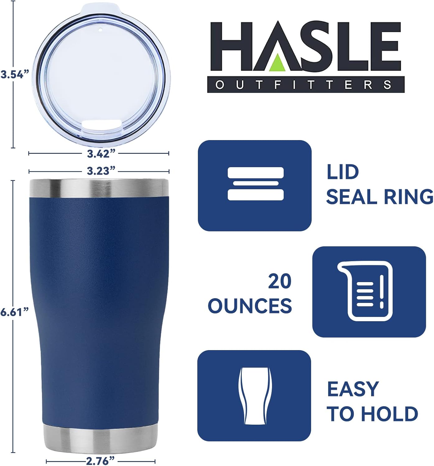 HASLE OUTFITTERS 20 oz Tumbler Bulk, Stainless Steel Tumblers with Lid, Vacuum Insulated Tumbler, Double Wall Powder Coated Cup, coffee mugs, Navy Blue, 12 Pack