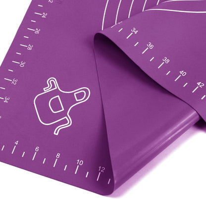 Silicone Baking Mat for Rolling Pastry Dough with Measurements, 25.6 x 17.7 BPA Free Non stick and Non Slip Purple Table Sheet Baking Supplies for Bake Pizza Cake