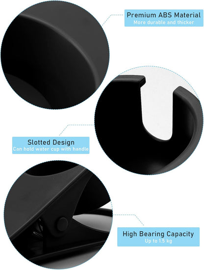 Kalolary New Drinking Cup Holder Clip with Groove Table Bottle Cup Stand DIY Glass Cup Clamp Storage Saucer Clip Water Coffee Mug Holder Saucer Clip for Home Desk, Black