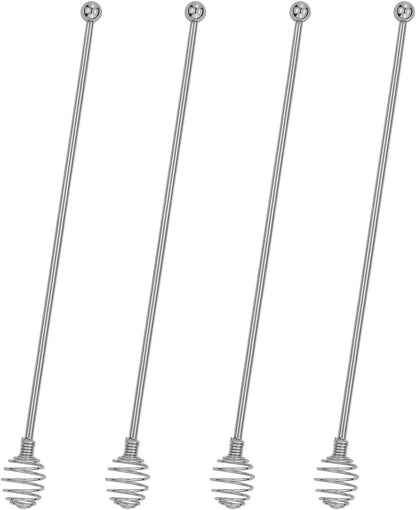 Coffee Stir Sticks,BURLIHOME Stainless Steel Swizzle Sticks 4Pcs Reusable Beverage Stirrers with Honey Shape