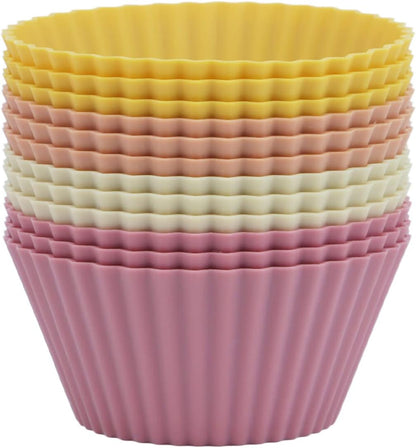 Large Silicone Muffin Cups, 12 Pack Reusable Cupcake Liners 3.54inch Baking Cups Jumbo Size Cake Molds, BPA Free, Dishwasher Safe