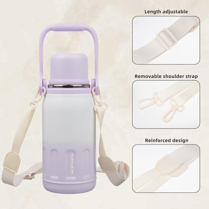 BJPKPK Insulated Water Bottle 27oz Stainless Steel Water Thermos with Handle and Cup Lid Travel Metal Thermos,Purple Pearl