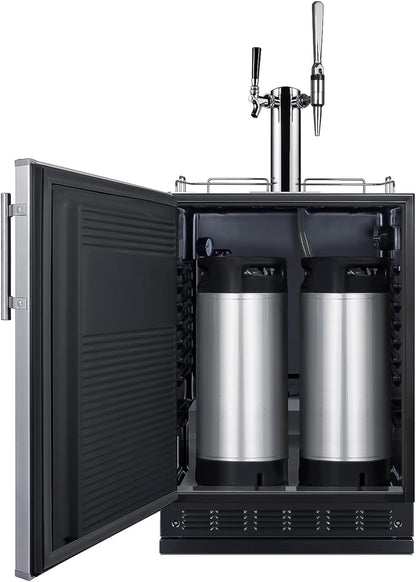 Summit Appliance 24" Wide Nitro-Cold Brew Coffee Kegerator/Refrigerator Combo, Black Interior, Caster Wheels, Residential/Commercial Use (LHD, Nitro-Cold Brew Coffee)
