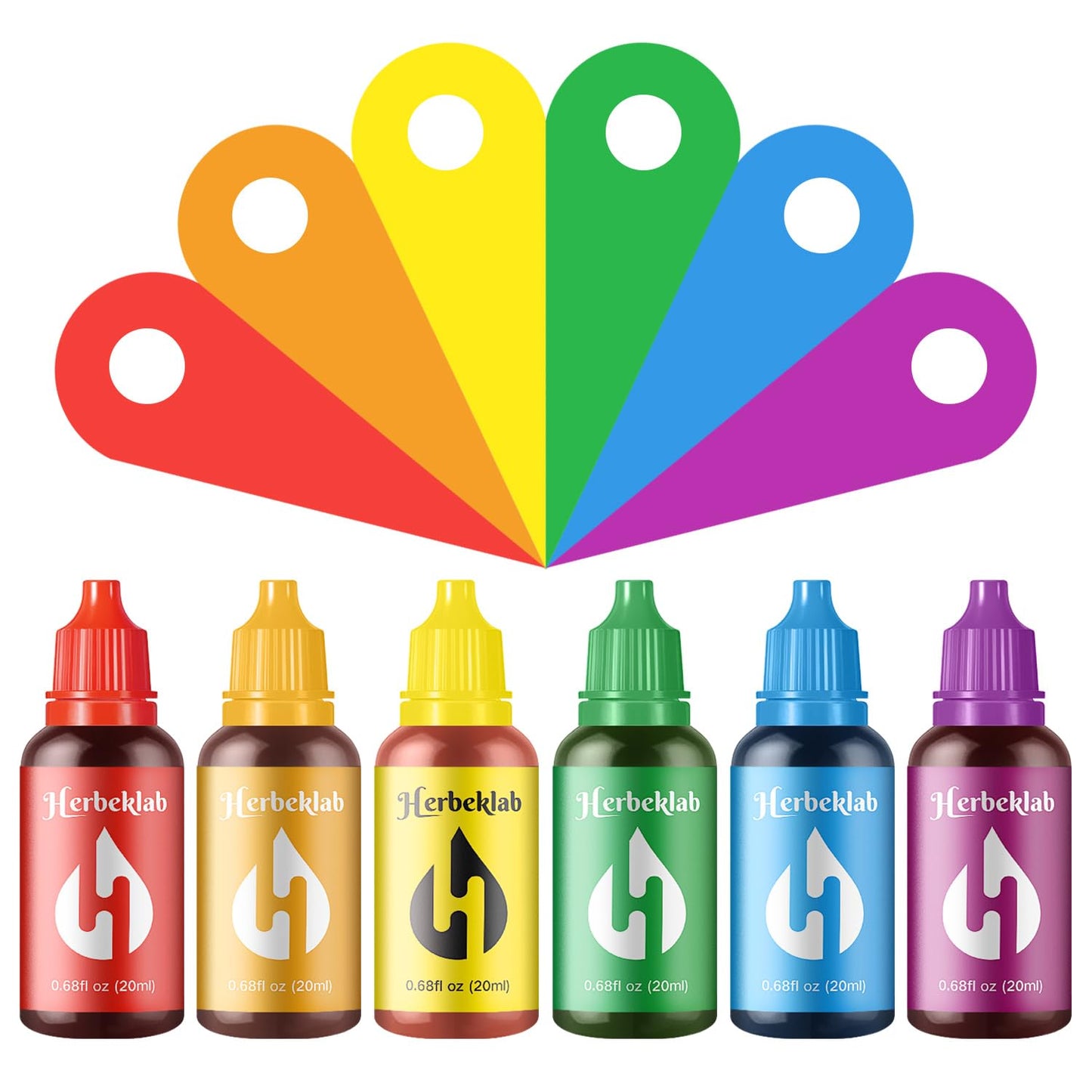 Food Coloring Liquid Food Dye Water Based Food Color 6 Colors x 20 ml Herbeklab Concentrated Food Coloring for Slime Baking Icing Cake Decorating Easter Egg - 4.06 Fl Oz