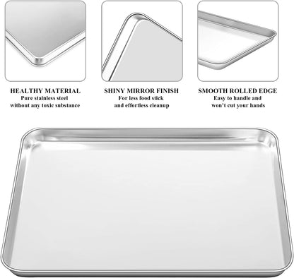 Baking Sheet with Cooling Rack Set [2 Sheets + 2 Racks], Deedro Stainless Steel Cookie Half Sheets Baking Pan Oven Tray with Rack, 16 x 12 x 1 Inch, Heavy Duty, Non-toxic, Dishwasher Safe