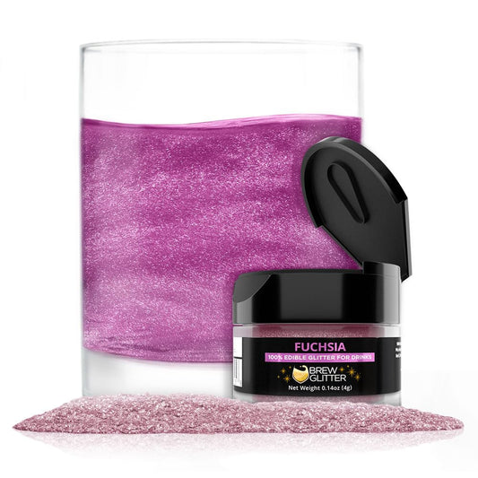 Brew Glitter Fuchsia Edible Drink Glitter 1x 4g Jar for Cocktails, Beer, & Beverages
