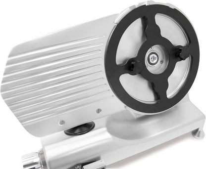 KWS Metal Collection MS-10DS Commercial 320W 10-Inch Meat Slicer Anodized Aluminum Base with Stainless Steel Blade + Blade Removal Tool, Frozen Meat/Cheese/Food Slicer Quiet [ ETL, NSF Certified ]