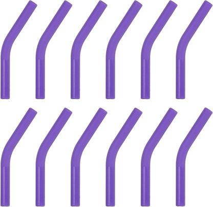 uxcell 12Pcs Silicone Straw Tips, Silicone Straw Elbows Tip, Soft Reusable Metal Straw Covers Fit for 6mm/0.24" OD Stainless Steel Straws, Purple