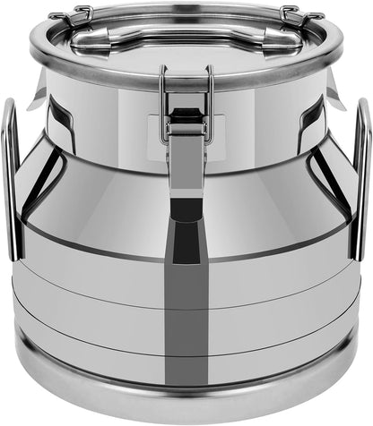Stainless Steel Milk Bucket With Sealing Lid and Carry Handle,Thickened Stainless Steel Milk Can Large Liquid Container Storage for Coffee, Tea, Water,Oil Storage Transport ((12L/3.2Gal)