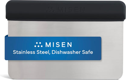 Misen Stainless Steel Bench Scraper - Versatile Food Scraper with Walnut Handle - Ideal for Kitchen, Pastry & Dough - Durable Cutting Board Scraper Tool - Effortless Transfer into Pots & Pans - Black