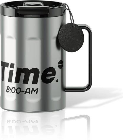 Sidagar+ 18 OZ z Stainless Steel Insulated Coffee Mug with Handle and Lid, Double Wall Vacuum Travel Mug, Tumbler Cup with Sliding Lid, Resuable Insulated Coffee Tumbler, Silver