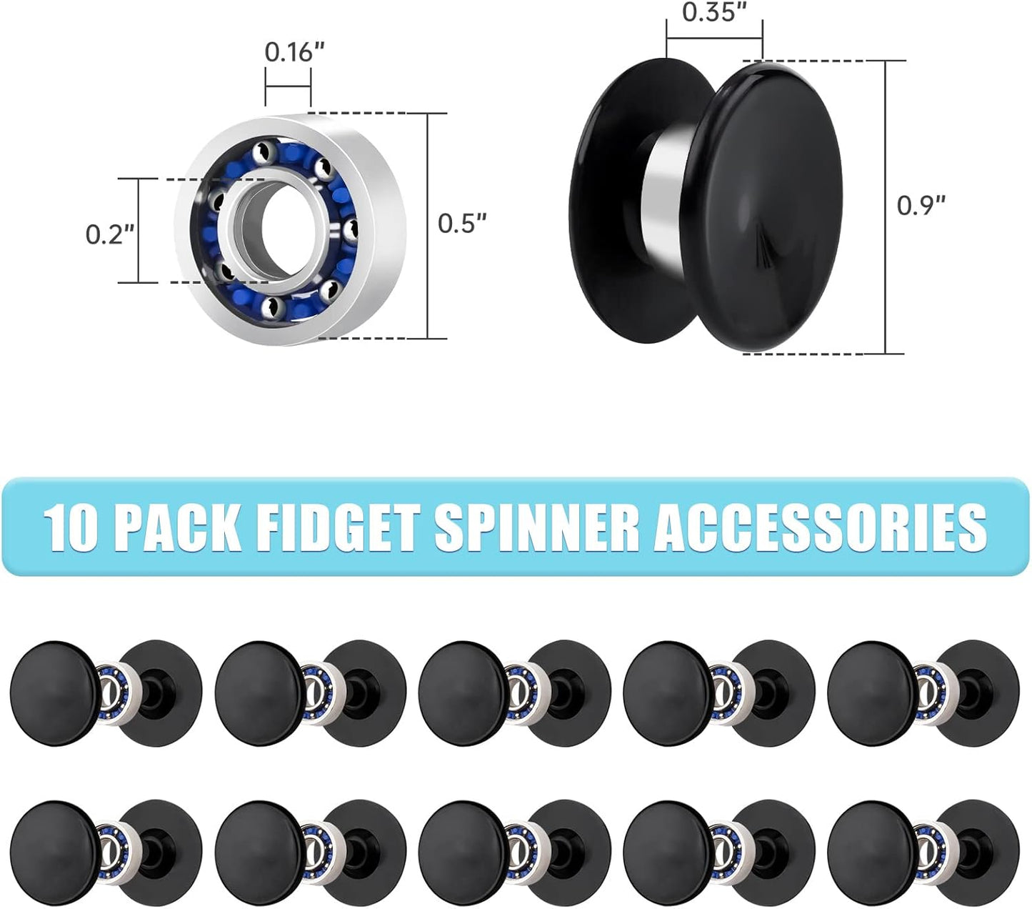 NiArt Fidget Finger Spinner DIY Epoxy Resin Casting Silicone Mold Kit 5 Molds with 10 Bearings Set, Stress Reliever Hand Fidget Toy Gift for Kids and Adults Art Crafts Home Decorations Jewelry (Set A)