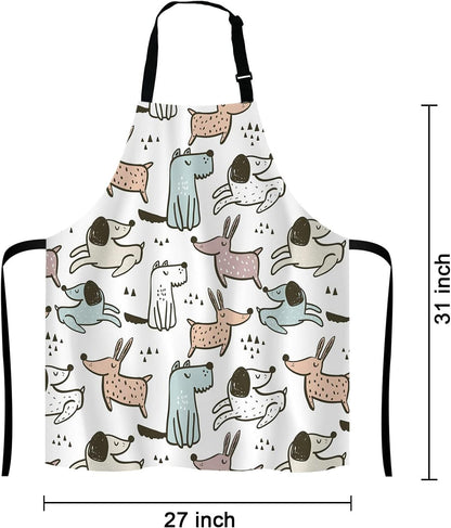 Cartoon Dogs Apron for Women and Men, Adjustable Kitchen Chef Apron for Cooking Baking - Cute Birthday, Anniversary, Mother's Day Apron Presents for Mom Wife Girlfriend Aunt Grandma