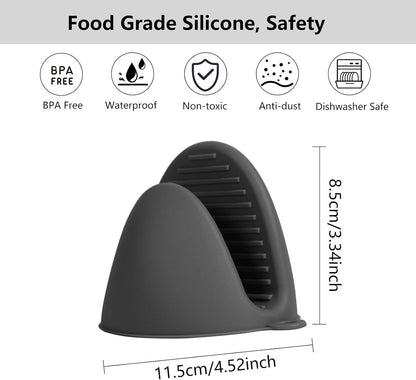 6 Pack Mini Oven Mitts Silicone Pot Holders Heat Resistan for Kitchen, Small Silicone Oven Gloves Kitchen Mittens Air Fryer Mitts Mini Hot Pot Pinch Grip for Baking & Grilling, Dark Grey