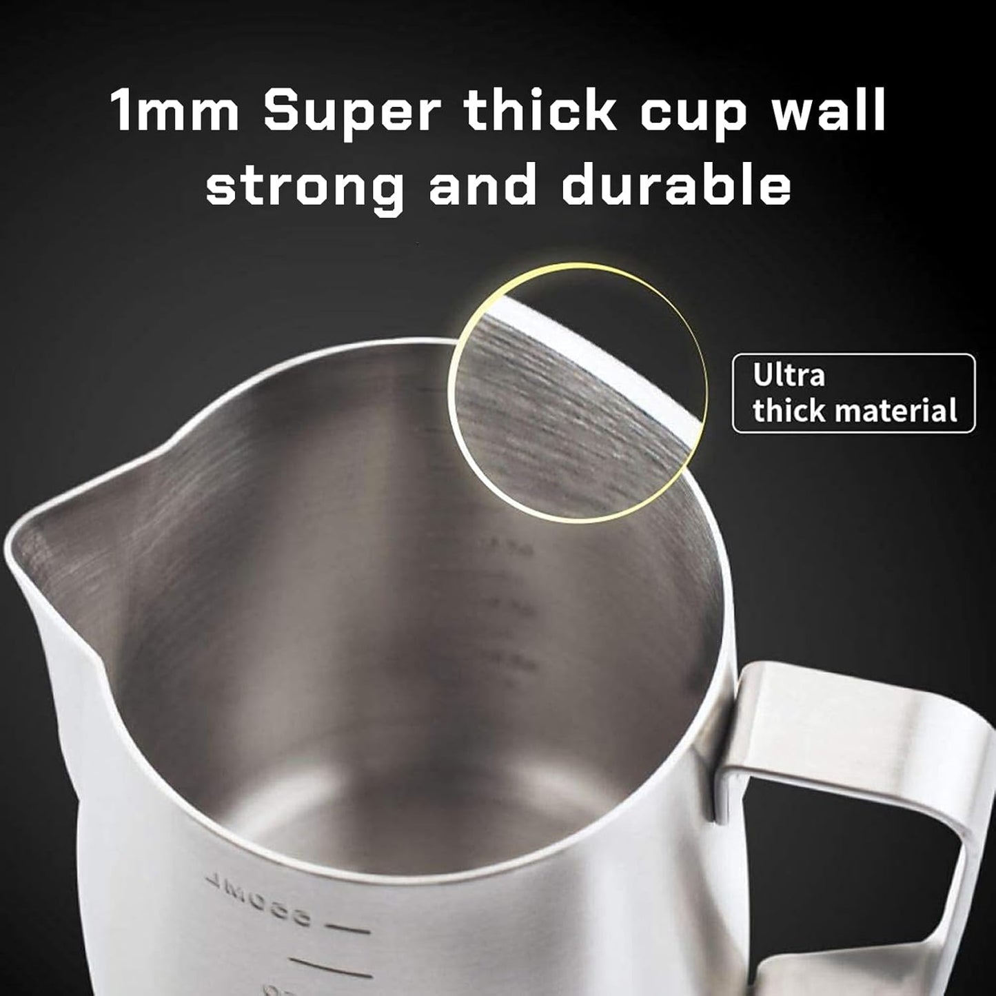 Milk Frothing Pitcher Steaming Pitchers Stainless Steel Milk/Coffee/Latte/Cappuccino Steam Pitchers Milk Jug Cup (600ml/20oz Single)