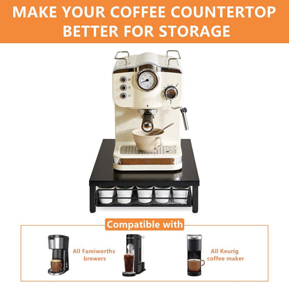 IBUYKE Coffee Pod Drawer Holder for K Cup, 35 Capacity Capsule Pods Storage Organizer,Under Coffee Pot Storage Drawer, Home Kitchen Coffee Pod Holder Counter Coffee Station UTCJ001B