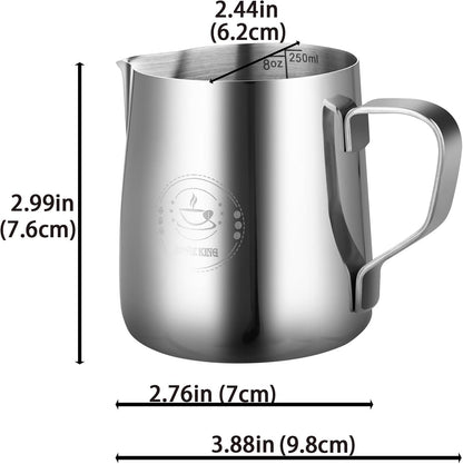 250ml Stainless Steel Milk Frothing Pitcher – Espresso Steaming Pitchers 8 Oz, Precision Pouring for Perfect Latte Art, Frother cup, Coffee Cappuccino Jug