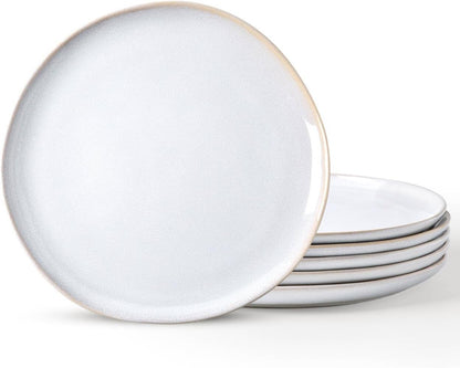 AmorArc Ceramic Plates Set of 6, 8.5 Inch Handmade Reactive Glaze Stoneware Plates set for Dessert, Salad, Appetizer, Small Dinner Plates, Microwave & Dishwasher Safe, Scratch Resistant