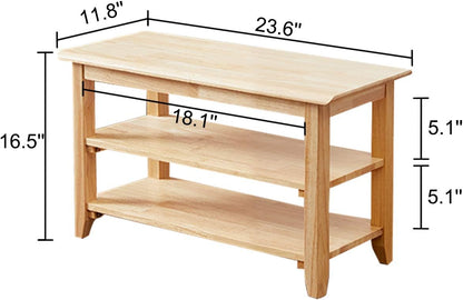 XKZG Storage Bench Wooden Shoe Rack Bench Simple Style Wood Entryway Bench (Natural,23.6")