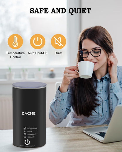 ZACME Milk Frother, 4 in 1 Electric Milk Steamer, Automatic Hot and Cold Foam Maker and Milk Warmer for Coffee, Latte, Cappuccino,Hot Chocolate, Macchiato
