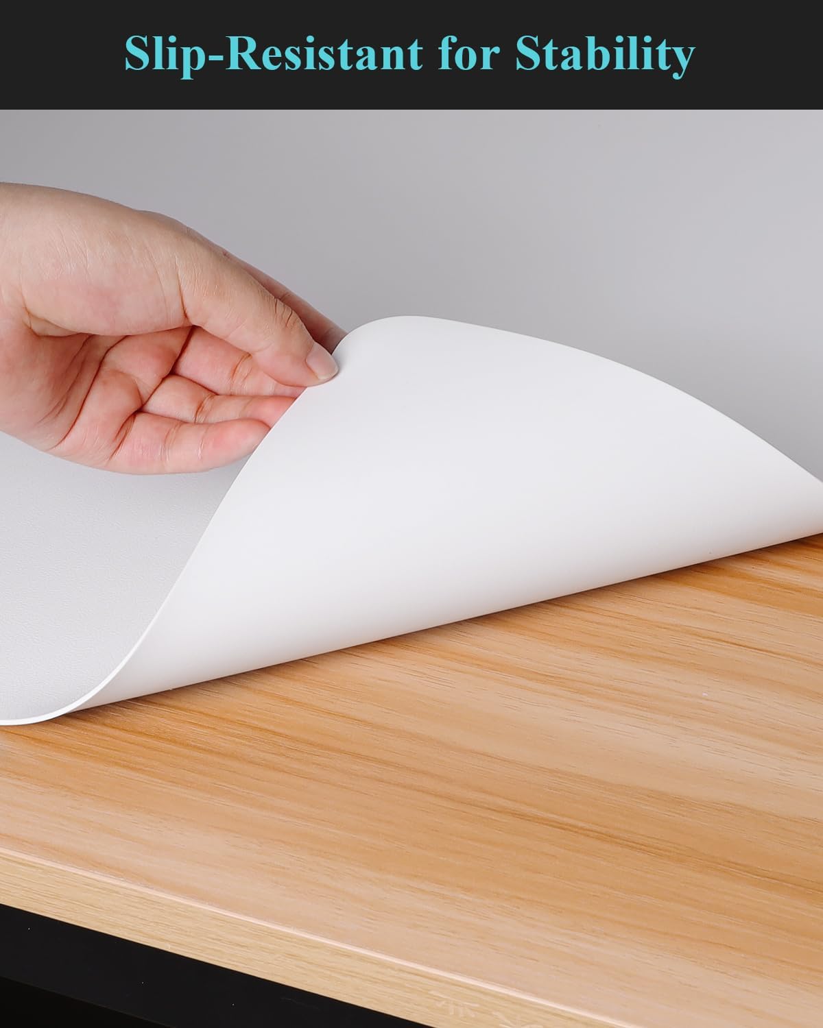 Pure White Plastic Table Cover Protector, 42" x 60" Waterproof Easy Flat PVC Desk Pad Mat, 1.5mm Thick Rectangle Vinyl Table Top Protector for Dining Room Table, Office, Dresser
