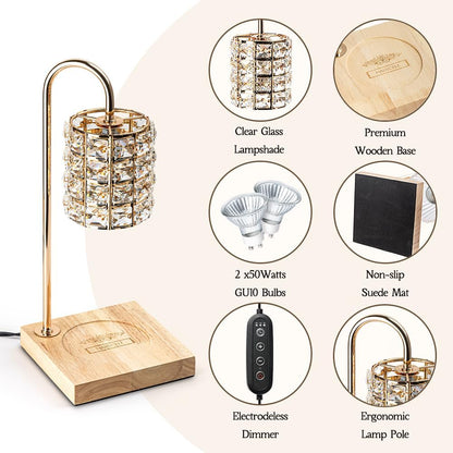 Electric Candle Warmer Lamp with Timer, Wax Melt Warmer, Gifts for Mom Women, Gold Aesthetic Room Home Decor Cozy House Warming Gifts, Vintage Square Diamond