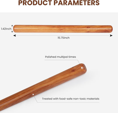 Natural High-Density Solid Bubinga Wood French Rolling Pin | 50% Heavier than Sapele pins | Less Effort | Perfect for Pies, Pastry & Cookies | Protective Fabric Sleeve - Ideal Baking Gift.